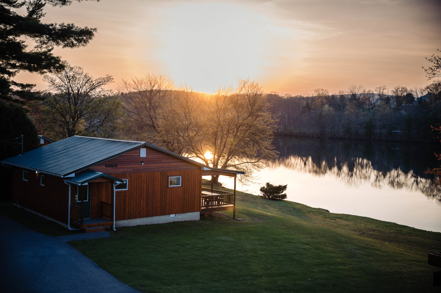 Cabin at suset.