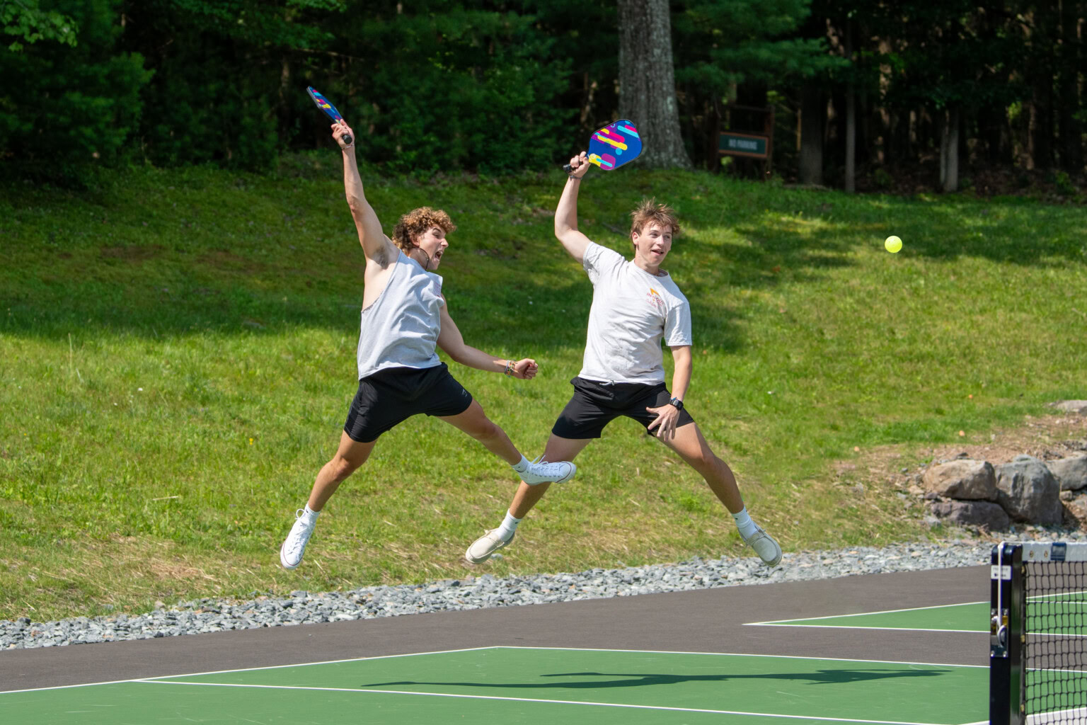 Excited pickleball players