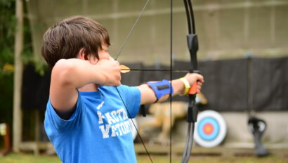 Shooting at archery target.