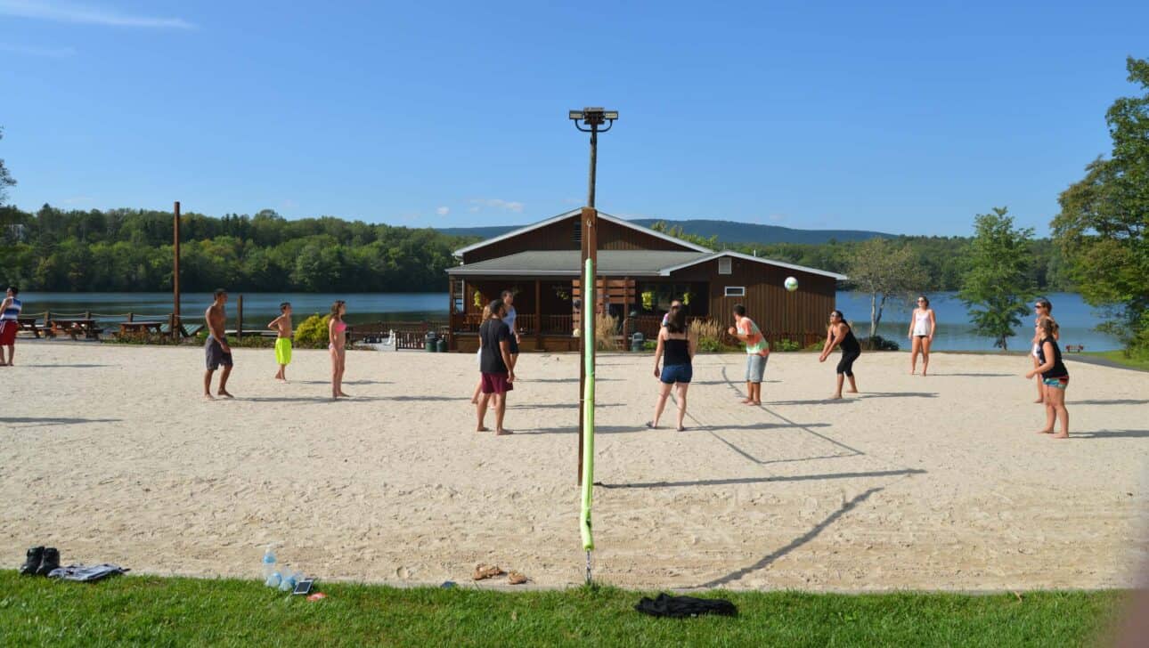 beach volleyball game.
