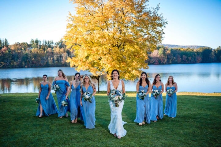 bridal party by the lake.