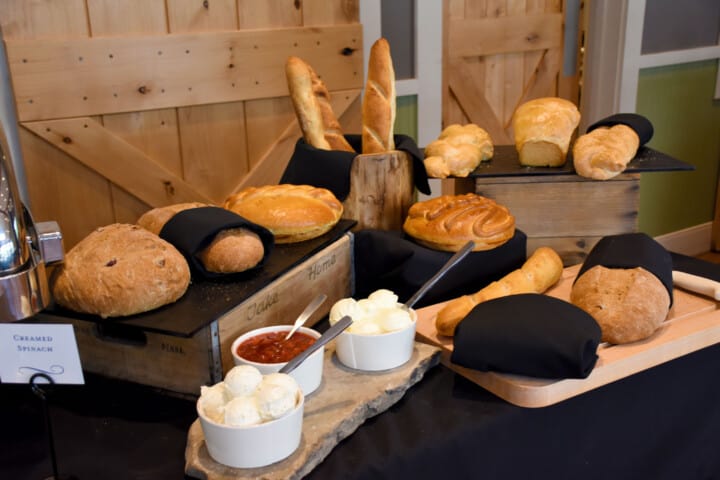 bread on a table at an event.