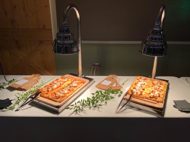 pizza station at a buffet.