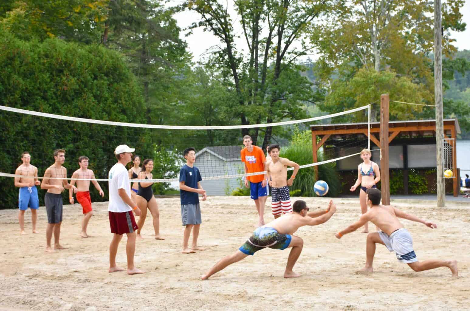 beach volleyball in action.