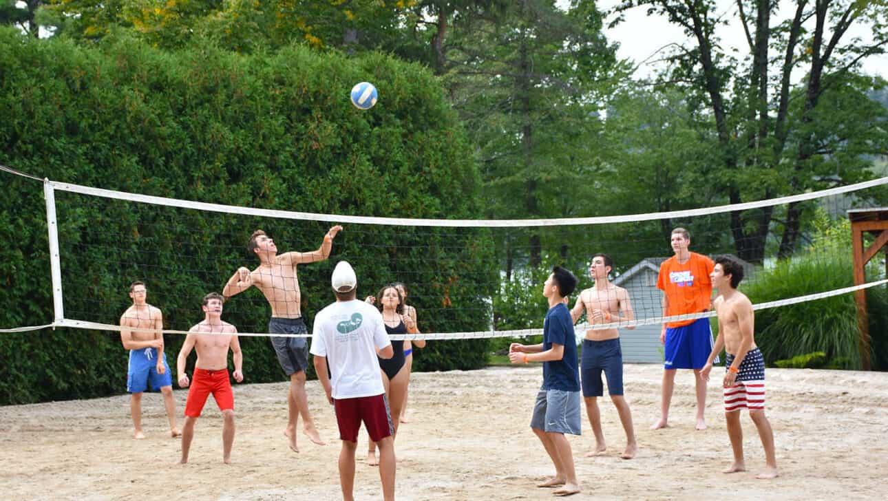 beach volleyball in action.