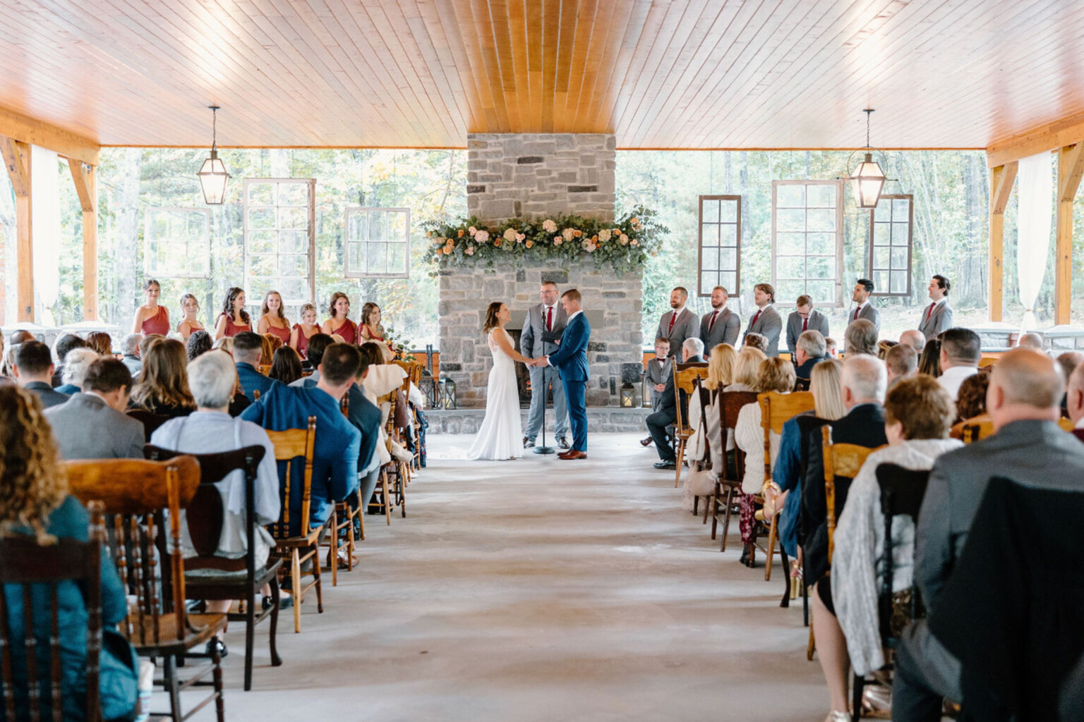 Ceremony in the woodland pavilion