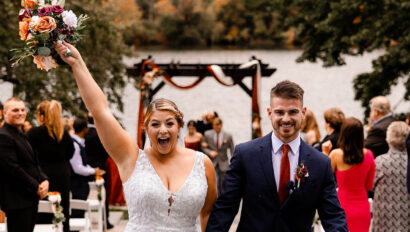 Bride and groom just married at the terraces ceremony site.