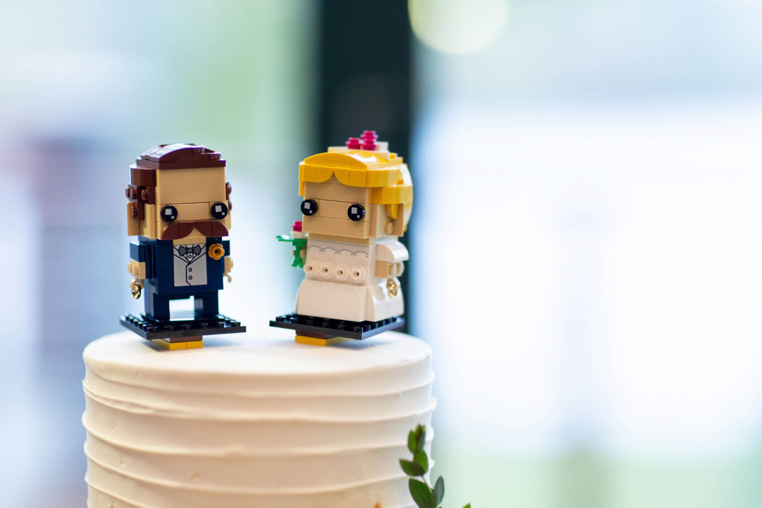 Lego style cake topper figures.