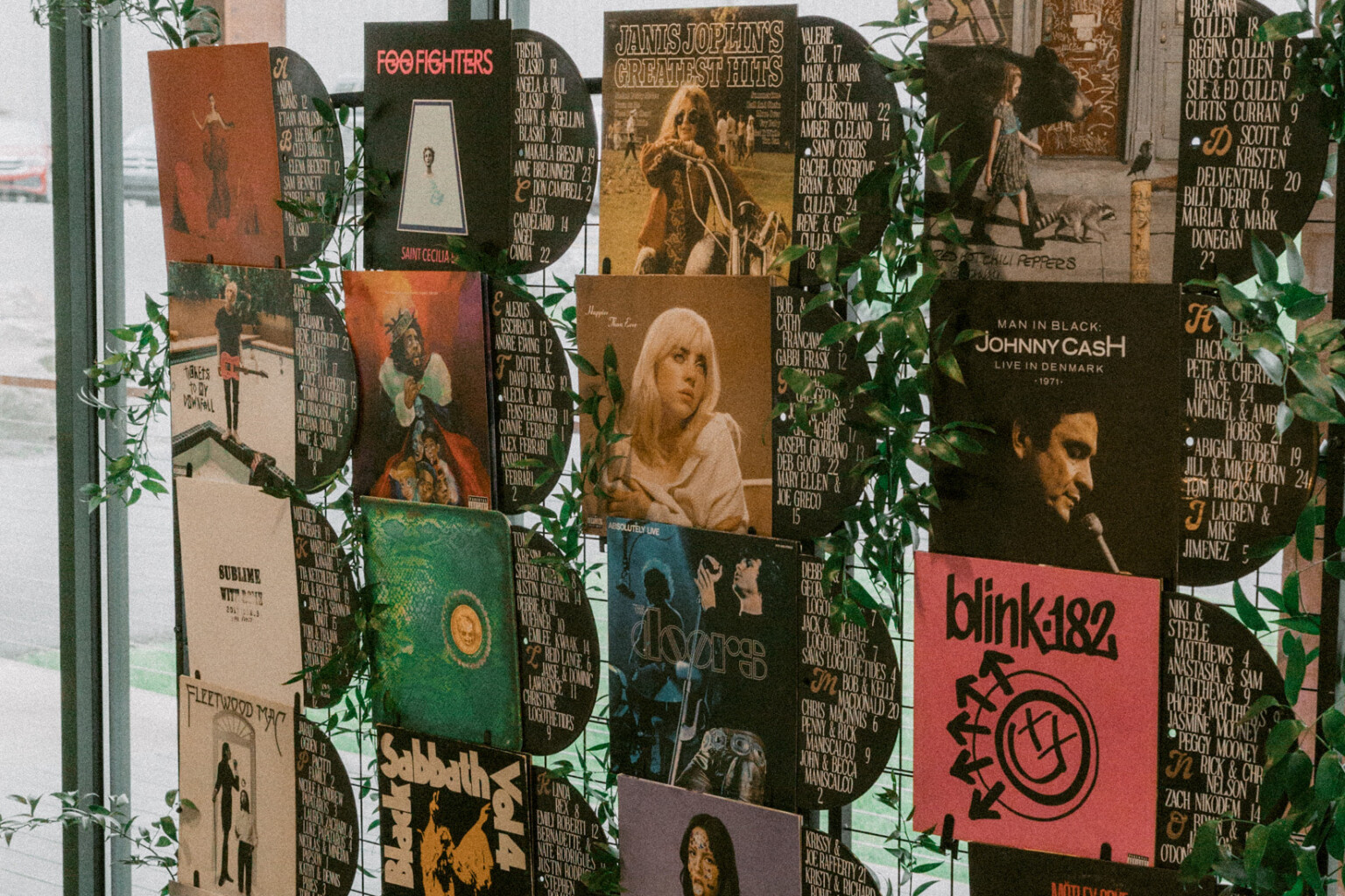Vinyl records seating chart display