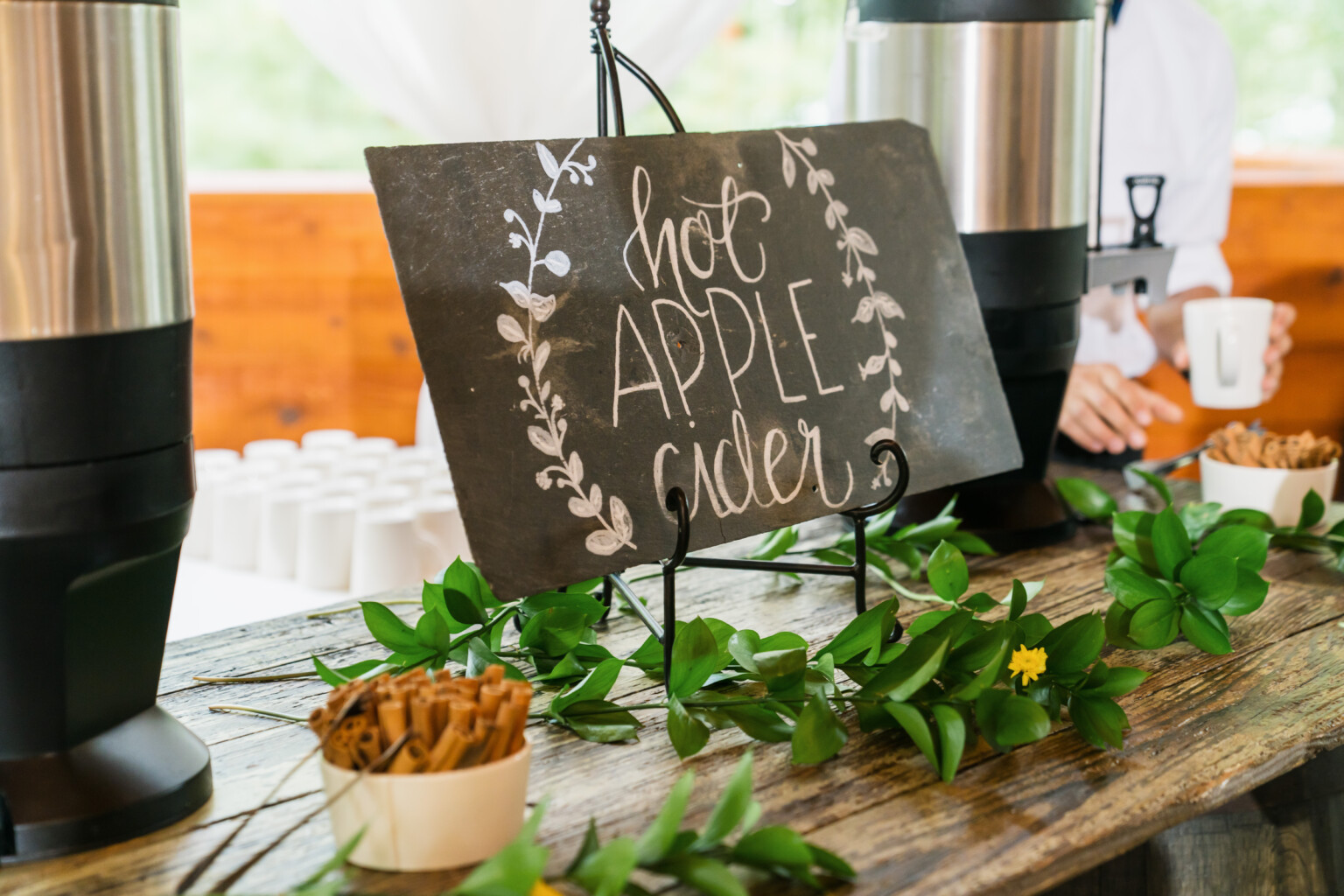 Hot apple cider bar.