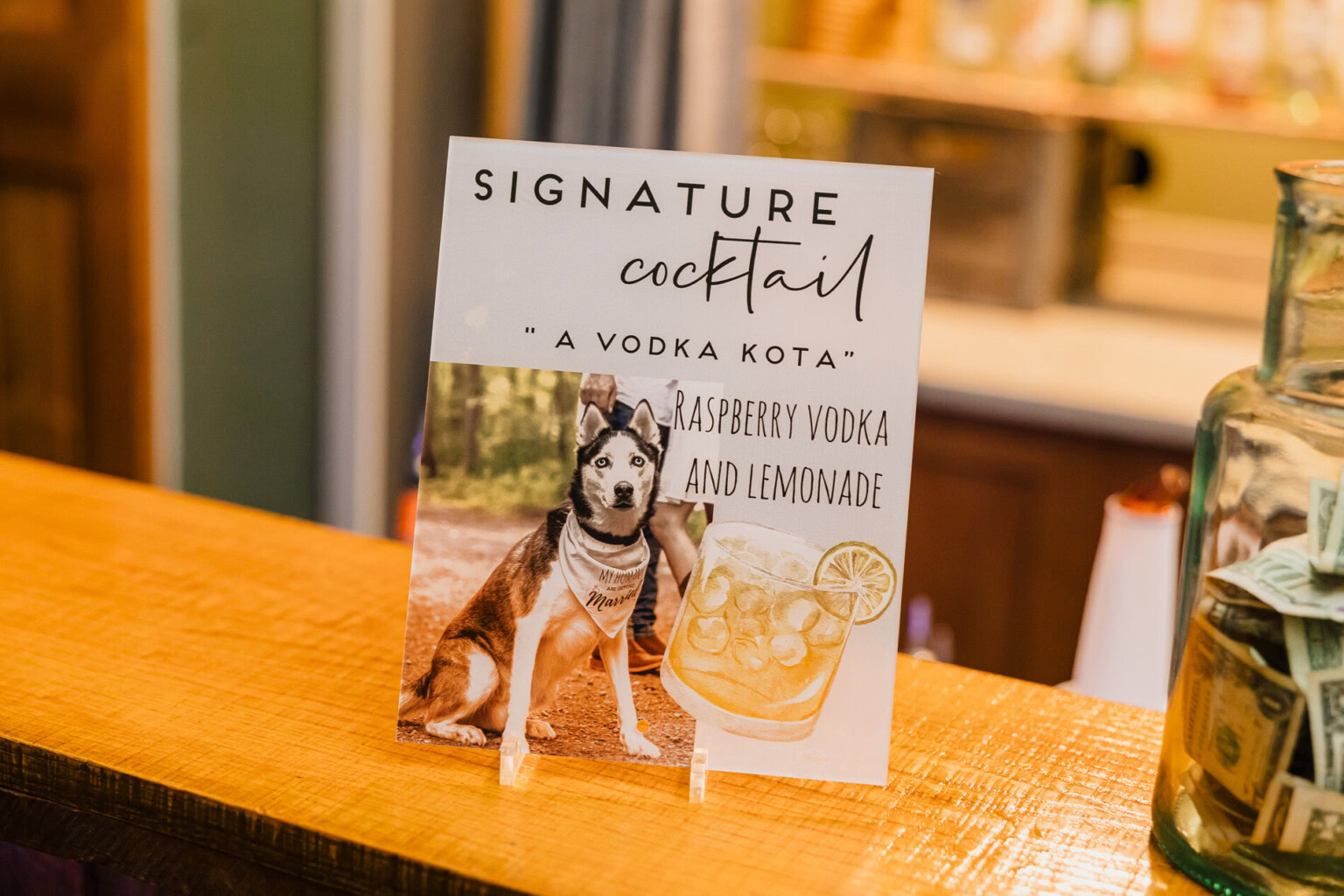 Signature drink sign named after the couple's dog