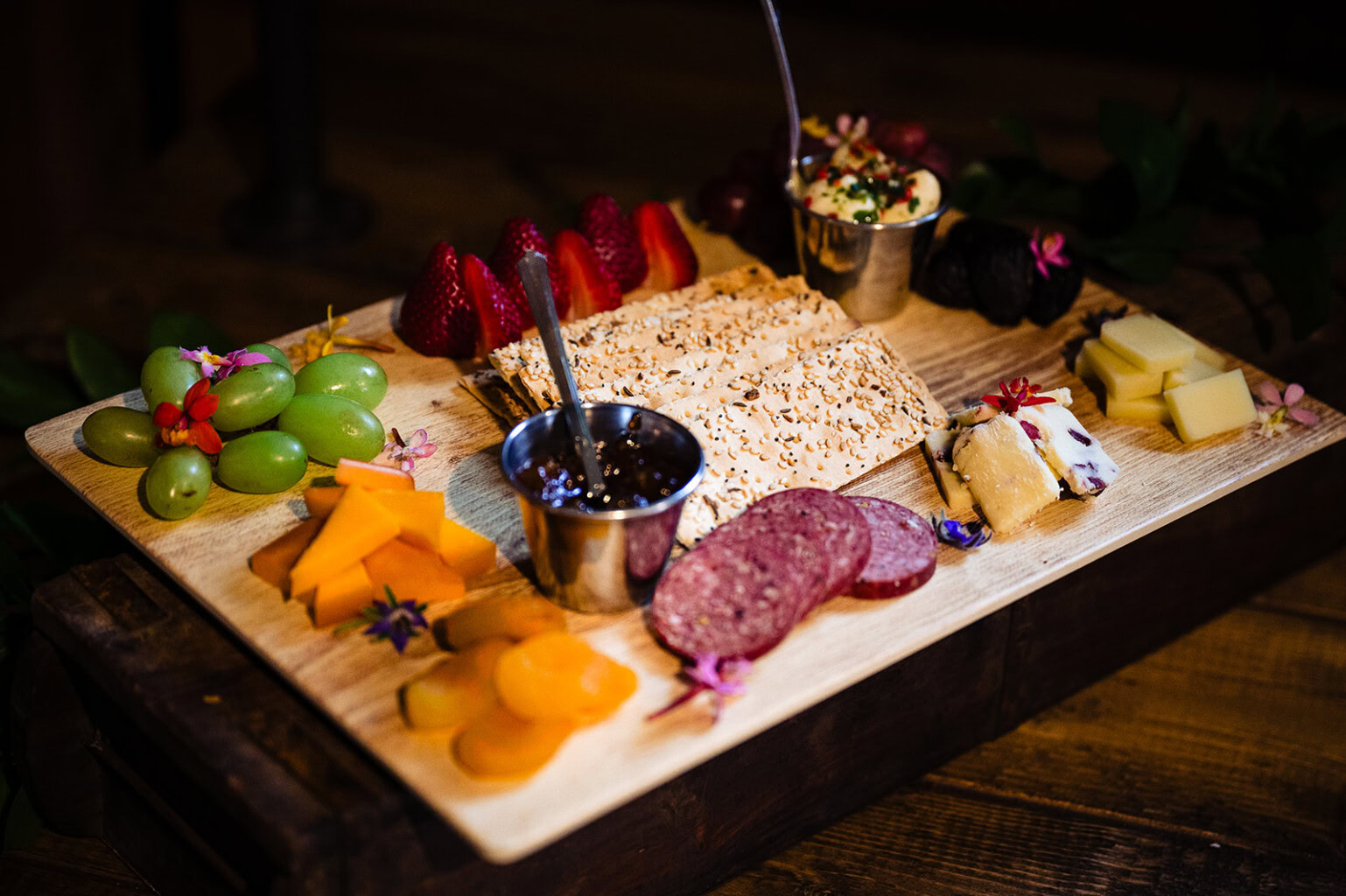 Food platter in the getting ready cabin.