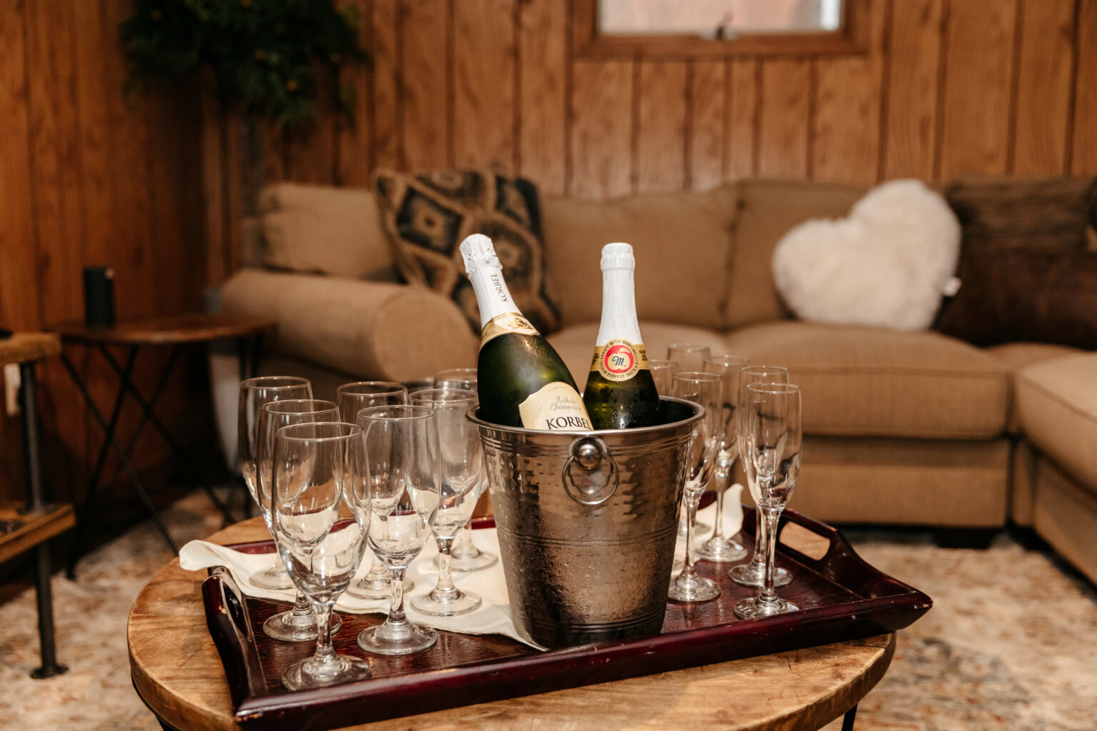 Champagne bucket in the bridal cabin.