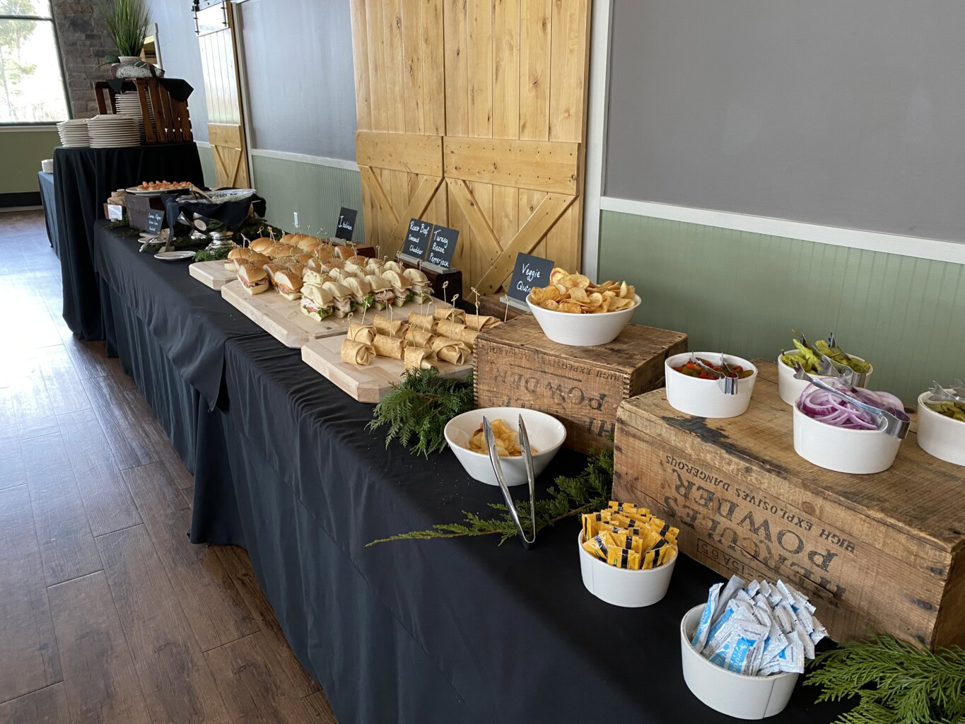 Sandwiches set up on buffet line