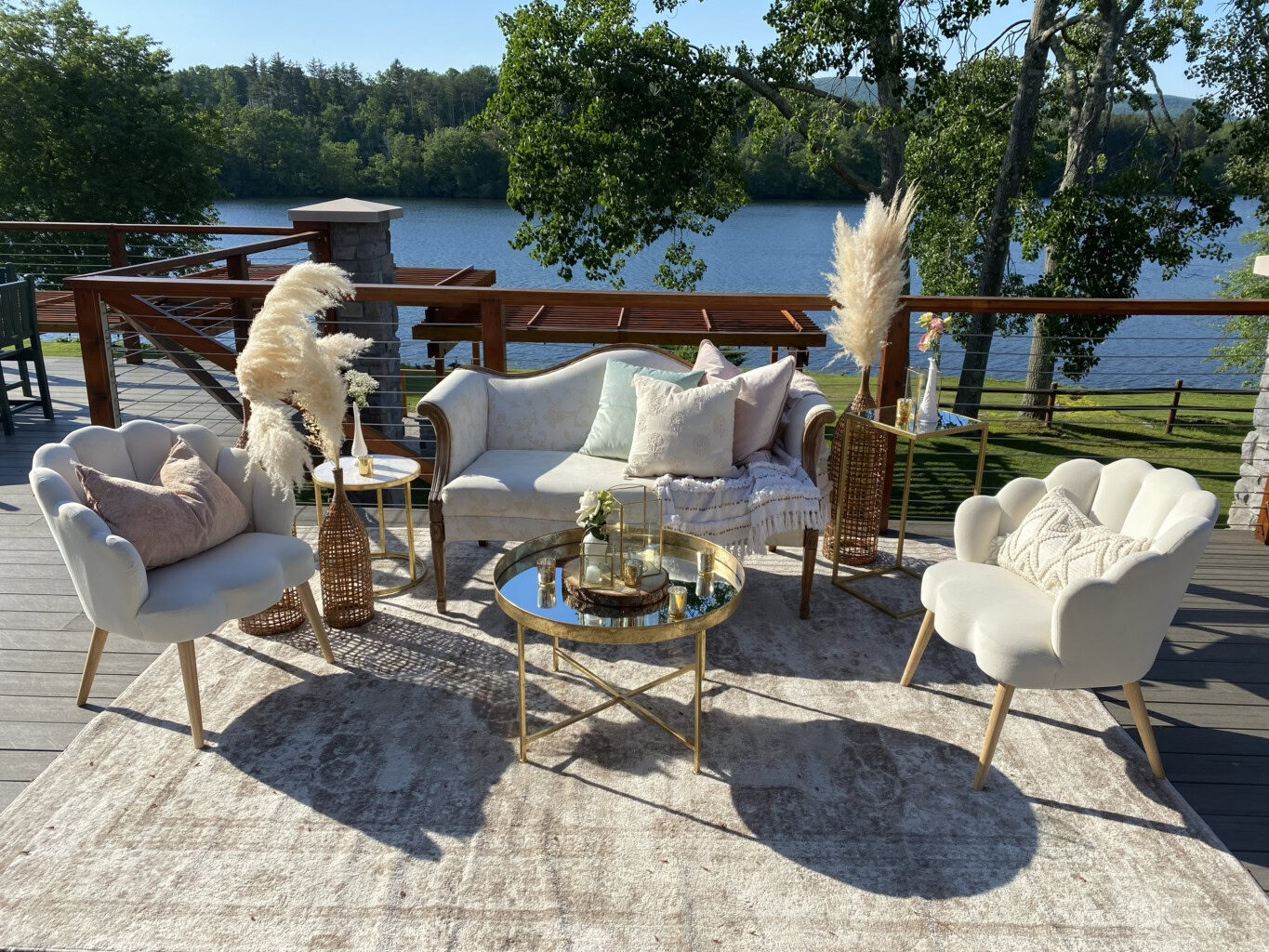 Vintage outdoor seating area on deck