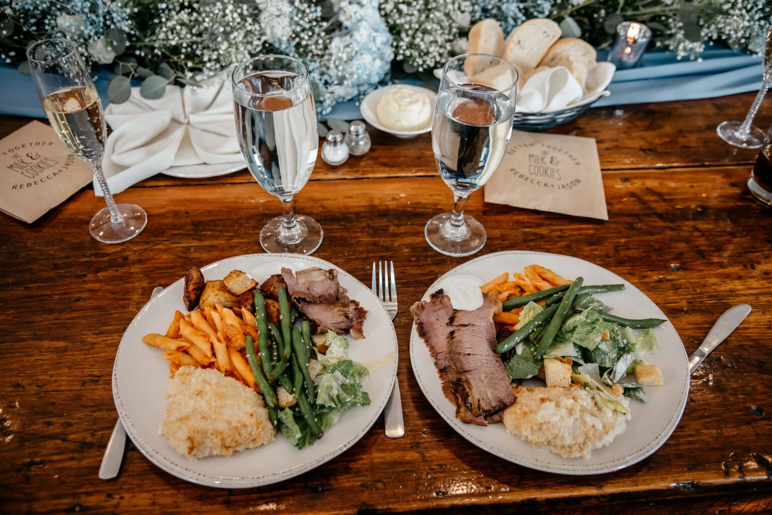 Meals at bride & groom table